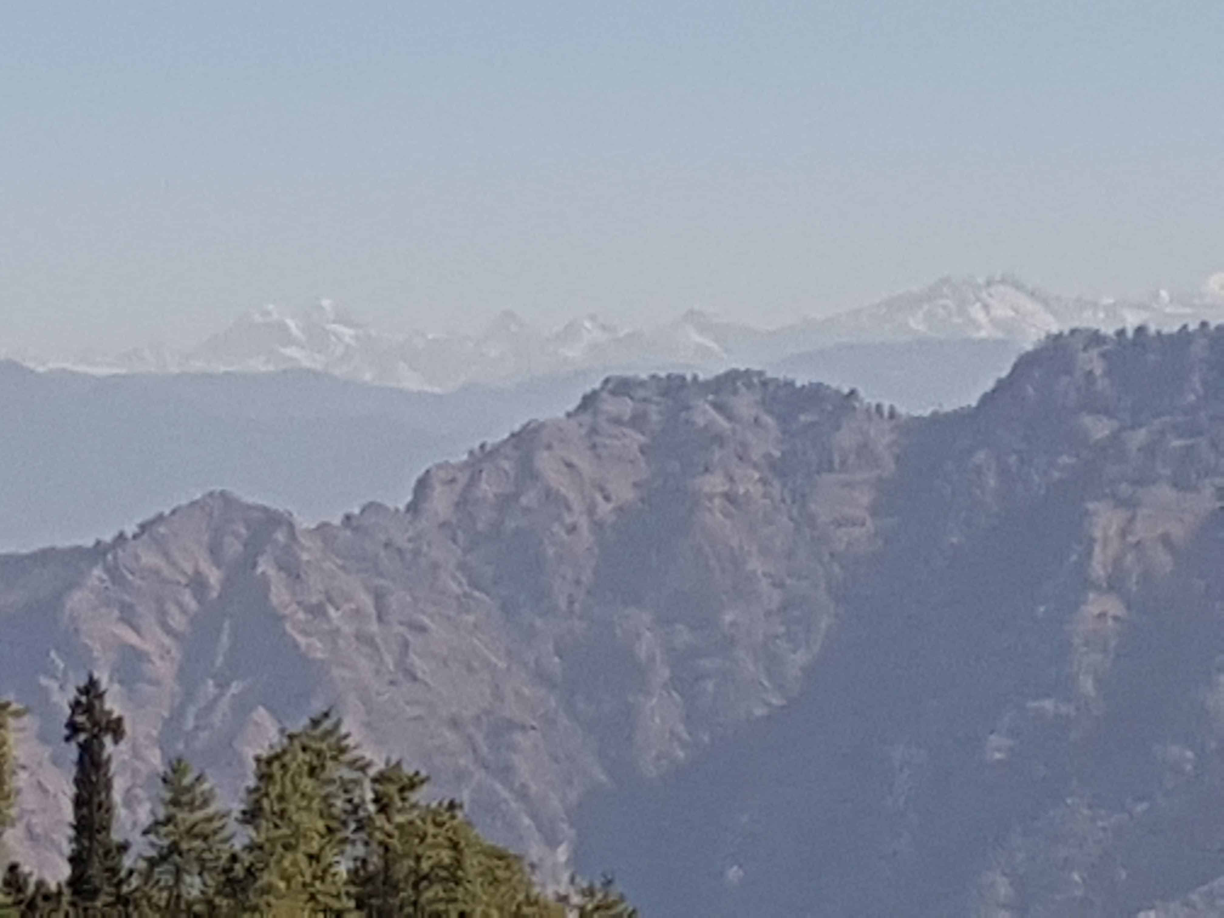 View of snow peaks from the terrace