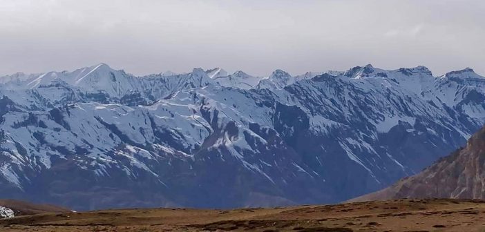 Snow peaks as seen from Hikkim Village