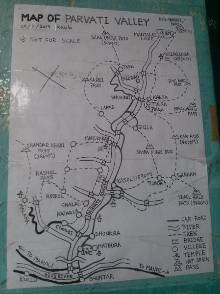 Parvati Valley Itinerary Map