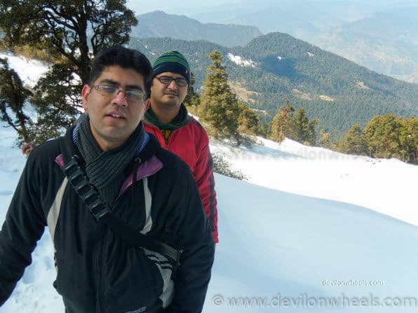 Dheeraj Sharma and his friends on Chopta - Tungnath Snow Trek