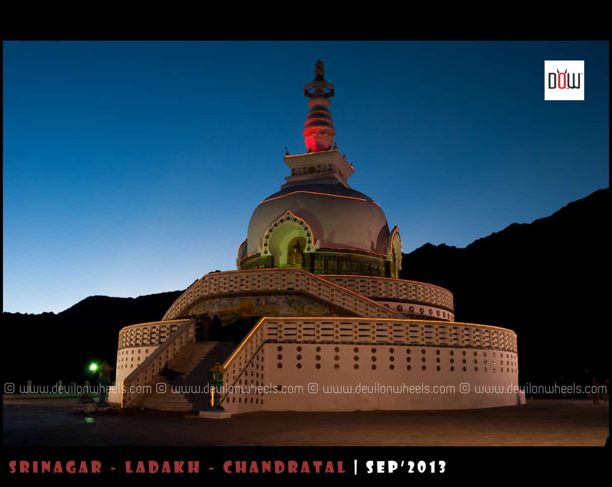 Shanti Stupa - Glowing in Lights of Dusk
