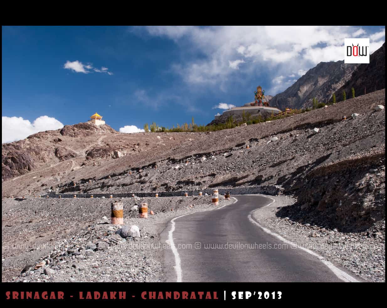 Heavenly Road to 106 Feet Tall Buddha Statue at Diskit Monastery
